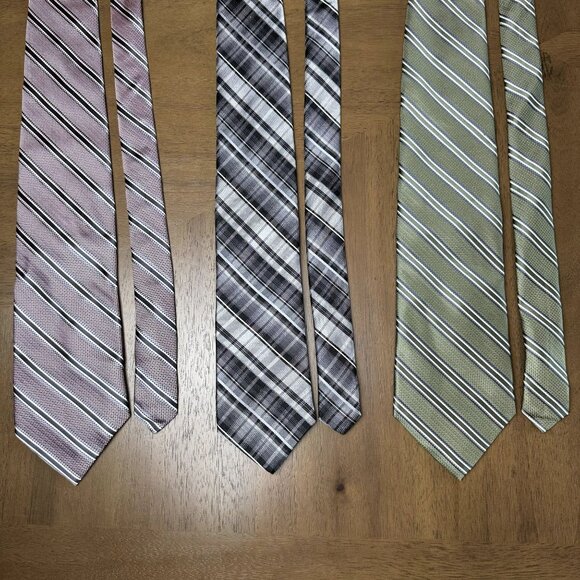 Bundle Pronto Uomo 100% Silk Tie Lot of 3 Diagonal Striped Plaid Neckties - Picture 2 of 6